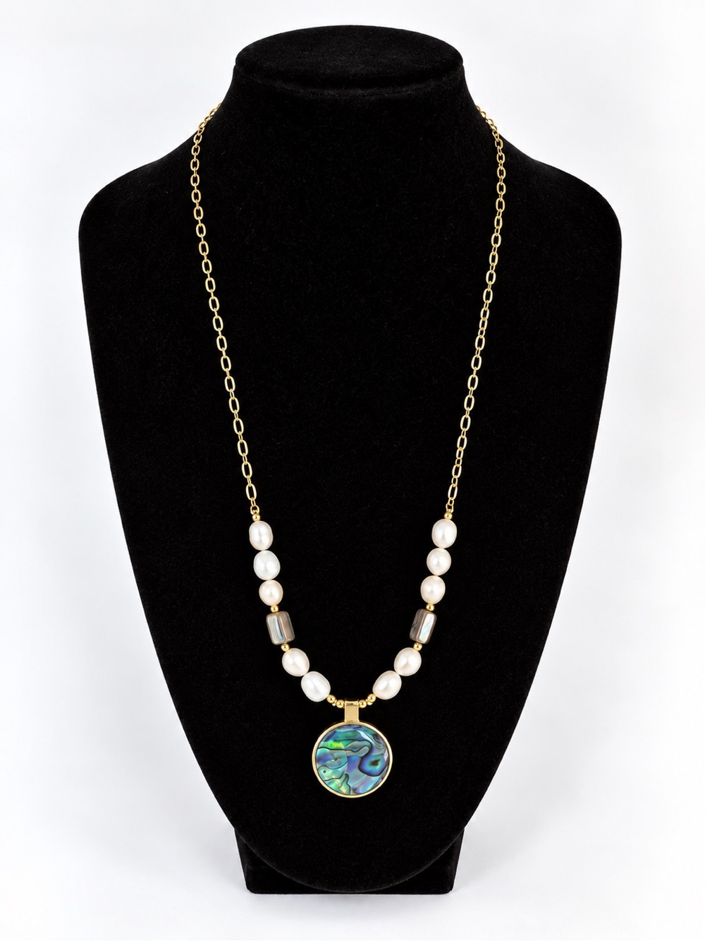 Handmade Freshwater Pearl & Abalone Pendant Necklace